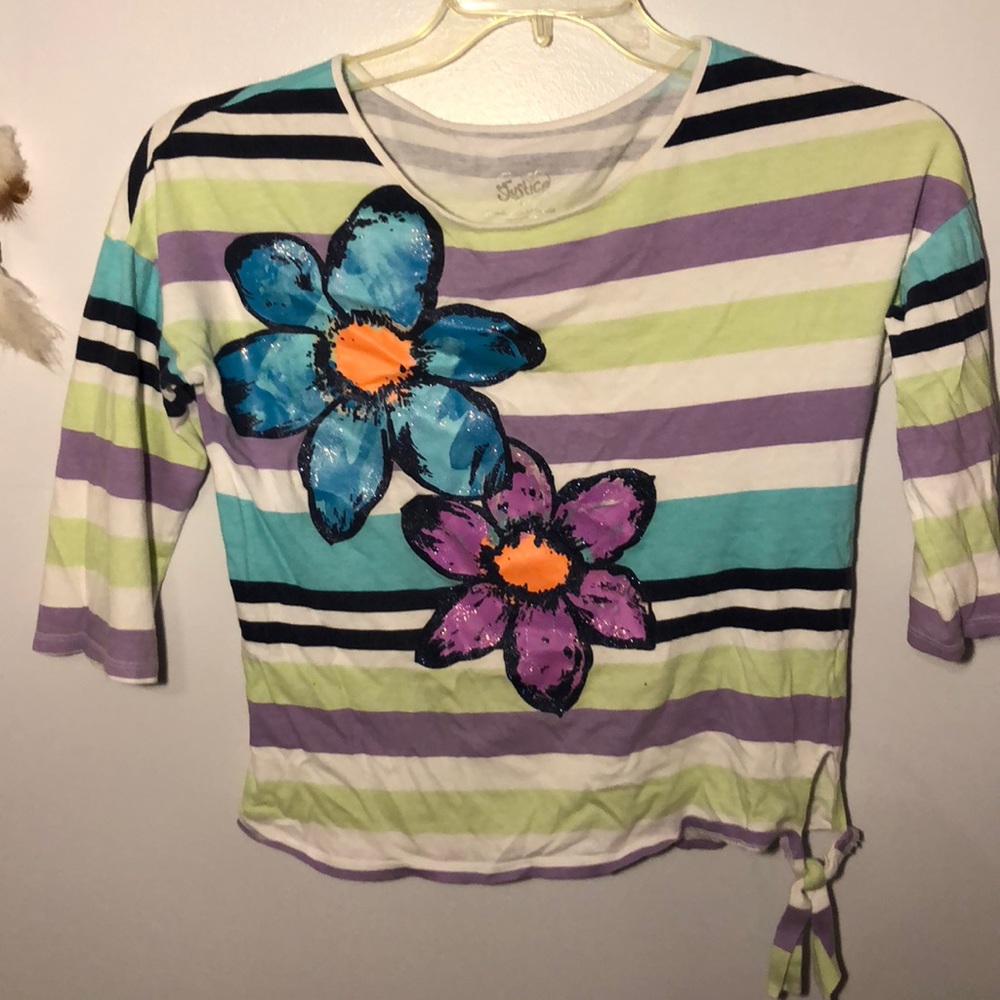 striped flower justice top